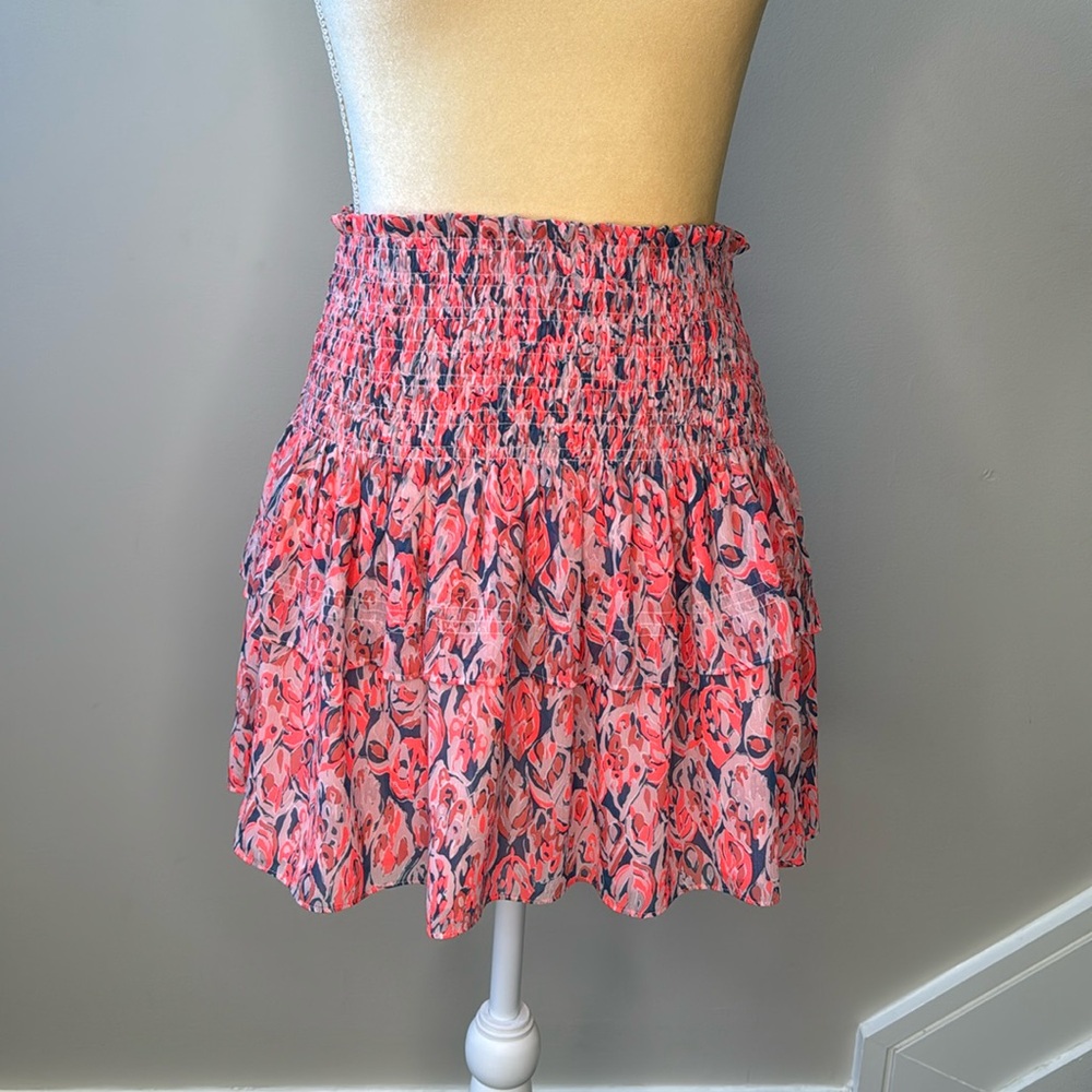 Ramy Brook Skirt Mini Tiered Colorful Neon Bouncy Elasticized Blokette Sz Medium